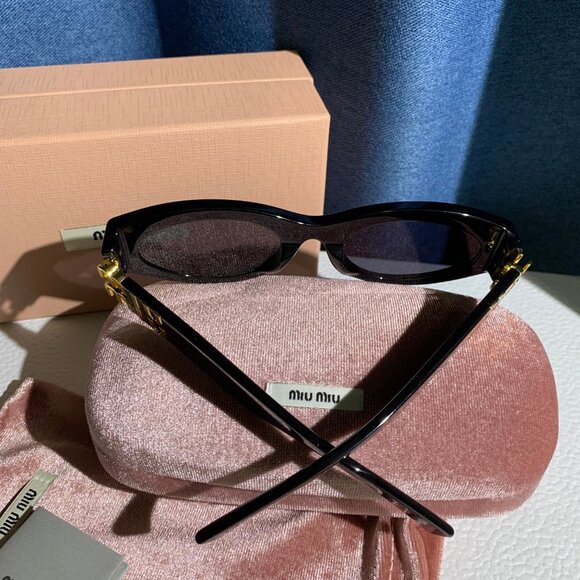 Miu Miu Black Oval Sunglasses with Case - Picture 10 of 10